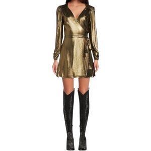 🔥🔥🔥 NWT Gianni Bini DRS NOA GOLD LAME Wrap Minidress